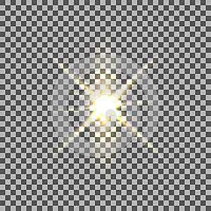 Yellow glowing light burst with transparent on isolated background