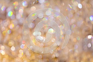 Yellow gold and color pearl sparkle bokeh light background