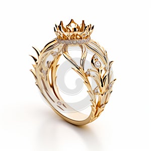 Yellow Gold Crown Inspired Jewelry: Nature-inspired, Luminous 3d Objects