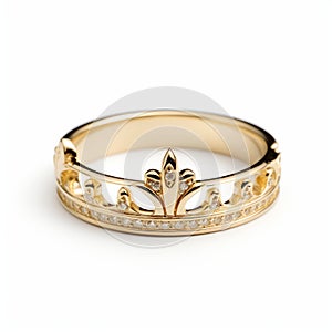 Yellow Gold Crown Ring - High-key Lighting, Detailed Design