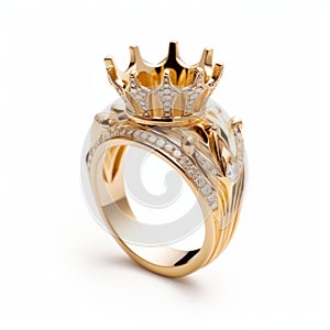 Yellow Gold Crown Ring Inspired By Kehinde Wiley And Vladimir Kush