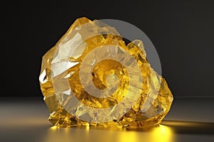 Yellow gold crystal form gemstone surface. Generative AI