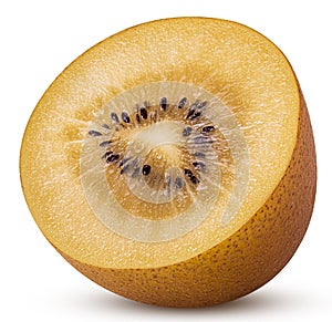 Yellow gold kiwi fruit cut in half
