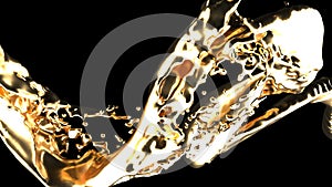 Yellow gold liquid stream super slow motion 1000 FPS