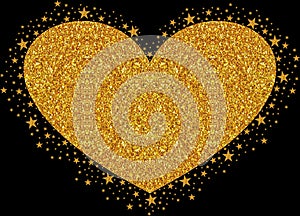 Yellow or Gold Love with gold Sparkling glitter Stars Vector clipart icon #10