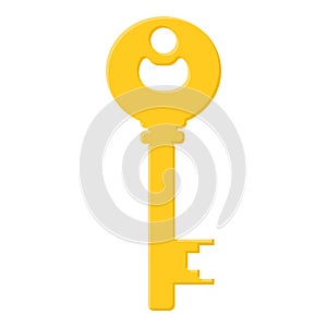 Yellow golden key isolated on white background. Cartoon style. Vector illustration for any design