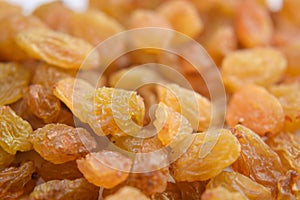 Yellow golden raisins isolated on white background Close-Up Stock Photography Image