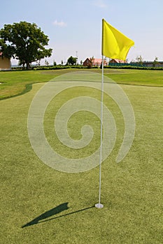 Yellow golf flag