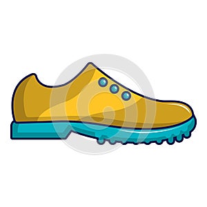 Yellow golf shoes icon, cartoon style