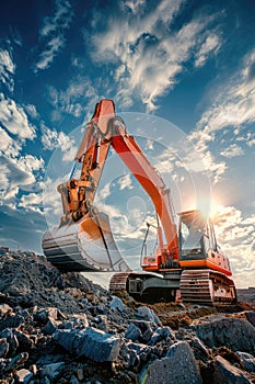 a yellow grader digs the ground at a construction site