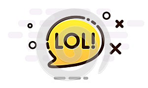 Yellow gradient speech bubble with Lol sign.