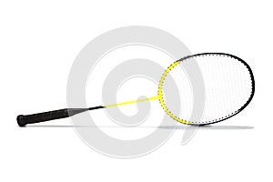 Yellow Graphite Badminton Racket Isolated on White