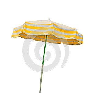 Yellow and gray beach umbrella isolated on white