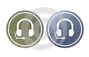 yellow and gray headset icon symbol with texture