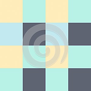 Yellow Gray Light Green Blue Large Seamless French Checkered Pattern. Big Colorful Fabric Check Pattern Background. Classic