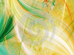 yellow and green abstract fractal background 3d rendering illustration