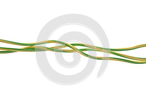 Yellow green electrical grounding cables