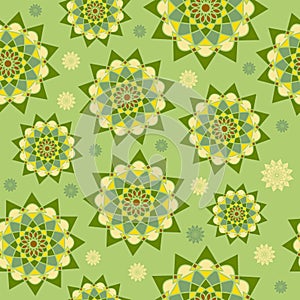 Yellow-green floral unusual geometric patterns