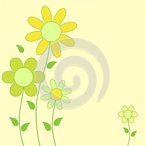 Yellow and Green Flowers Illustration