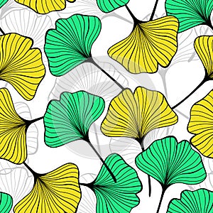 Yellow and Green Ginko Biloba Leaves Pattern