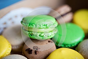 Yellow and green macaroons