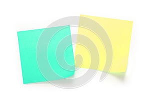 Yellow and green note paper