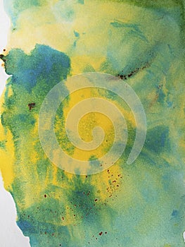 Yellow and green paint Abstract art background texture watercolor on paper Modern Fluid Art Painting Alcohol Ink Mix creative
