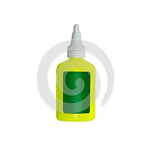 Yellow, green plastic PVA glue bottle photo