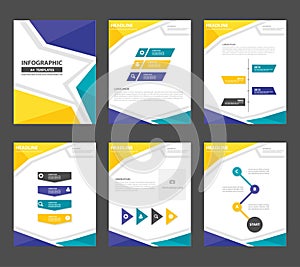 Yellow green presentation template annual report brochure flyer elements icon flat design set for advertising marketing leaflet