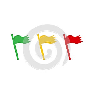 yellow green red flag vector icon in flat design style