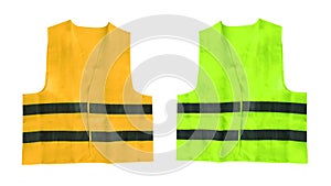 Yellow and green safety vest isolated