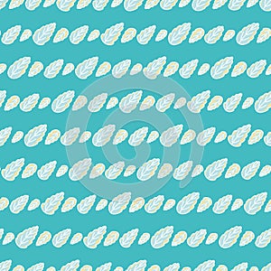 Yellow and Green Scalloped Leaves Background Seamless Pattern