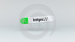 Yellow Green Search Bar with https Link. Web Search Concept. 3D Render. photo