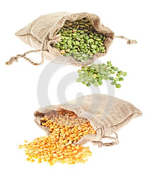 Yellow and green split peas