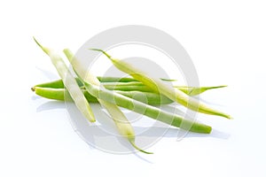Yellow and green string bean isolated on white