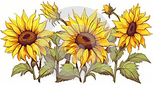 Yellow And Green Sunflowers Free Vector Art photo
