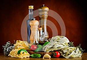 Yellow and Green Tagliatelle Pasta