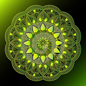 yellow greenish line art leaf mandala design