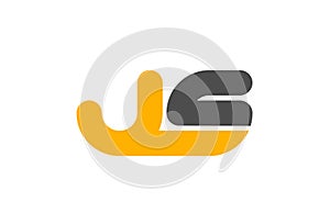 yellow grey combination logo letter JS J S alphabet design icon photo