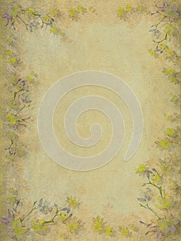 Yellow and grey faded blossom border background