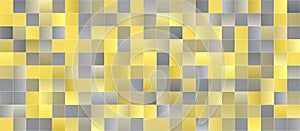 Yellow and grey square pattern with gradient, abstract illustration
