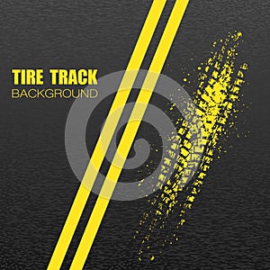 Yellow grunge tire track background