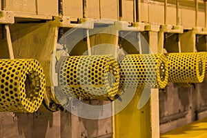 Yellow guard of steel roller shaft for safety in factory