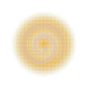 Yellow halftone circles, dots pattern, vector, grunge. Comic texture background. Monochrome half-tone. Circle halftone Dots, White