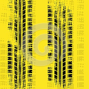 Yellow halftone tire track background