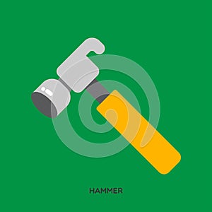 YELLOW HAMMER TOOLS ILLUSTRATE ON GREEN