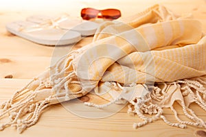 Yellow handmade hammam Turkish cotton towel
