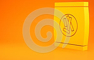 Yellow Hard bread chucks crackers icon isolated on orange background. 3d illustration 3D render