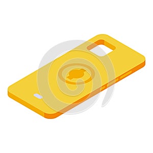 Yellow hard case icon isometric vector. Mobile cover