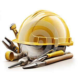 Yellow Hard Hat Construction Tools Safety Equipment Work